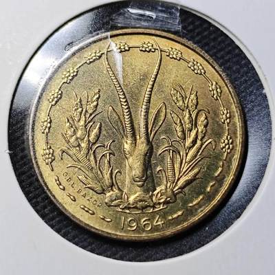 KK钱币收藏小铺  第361场  2月预留时间 周末发货 -  1964西非10法郎 好品