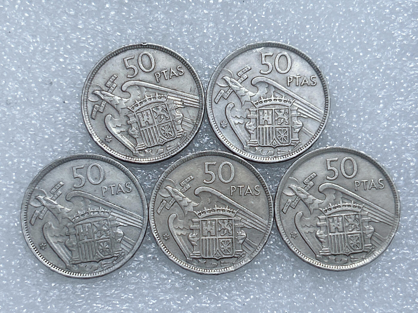 第一海外回流一元起拍收藏 散集专场  第260期 西班牙1957年50比塞塔硬币 5枚