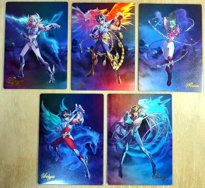 龙虎卡牌第六一场 （无佣金，单场满200元包邮，欢迎送拍） - 磨砂彩闪5张 圣斗士卡牌 五小强 一套