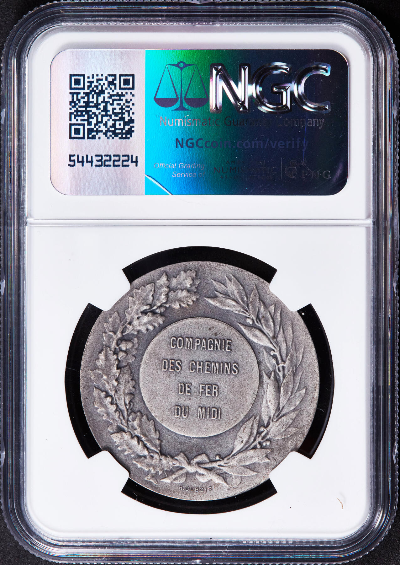 【俄甄集藏】2025年(044)11-12星期三晚 19:30 全场包邮 法国20世纪初南方铁路公司纪念银质奖章，NGC MS64，原味老包浆，磨砂底板，丰饶角铭