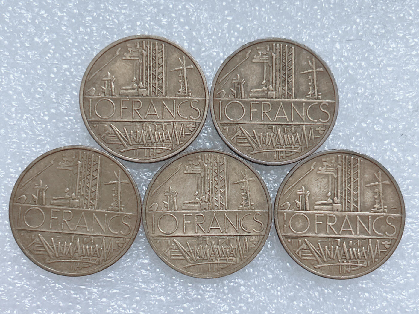 第一海外回流一元起拍收藏 散集专场  第260期 法国巴士底狱10法郎硬币 5枚