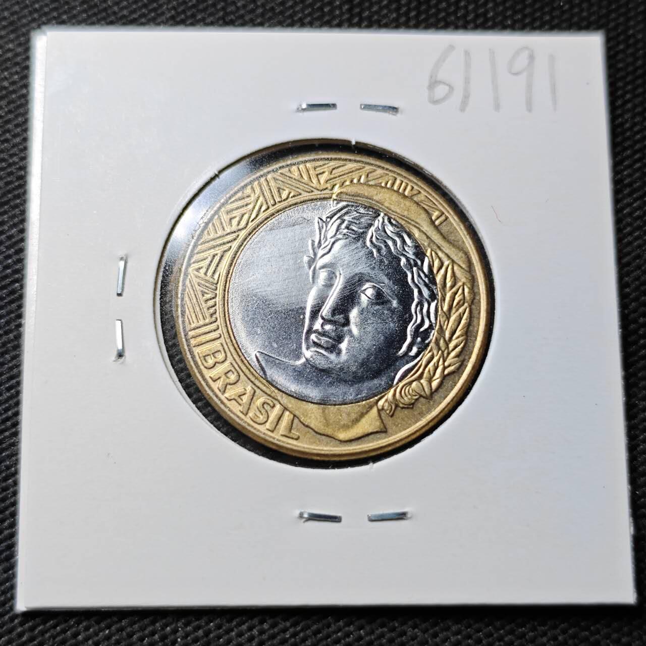 KK钱币收藏小铺  第361场  2月预留时间 周末发货  2007巴西1瑞尔双色币