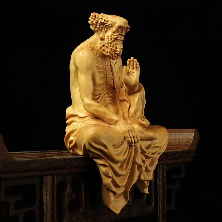 听雨轩（13） 黄杨木坐禅达摩祖师摆件木雕 9cm