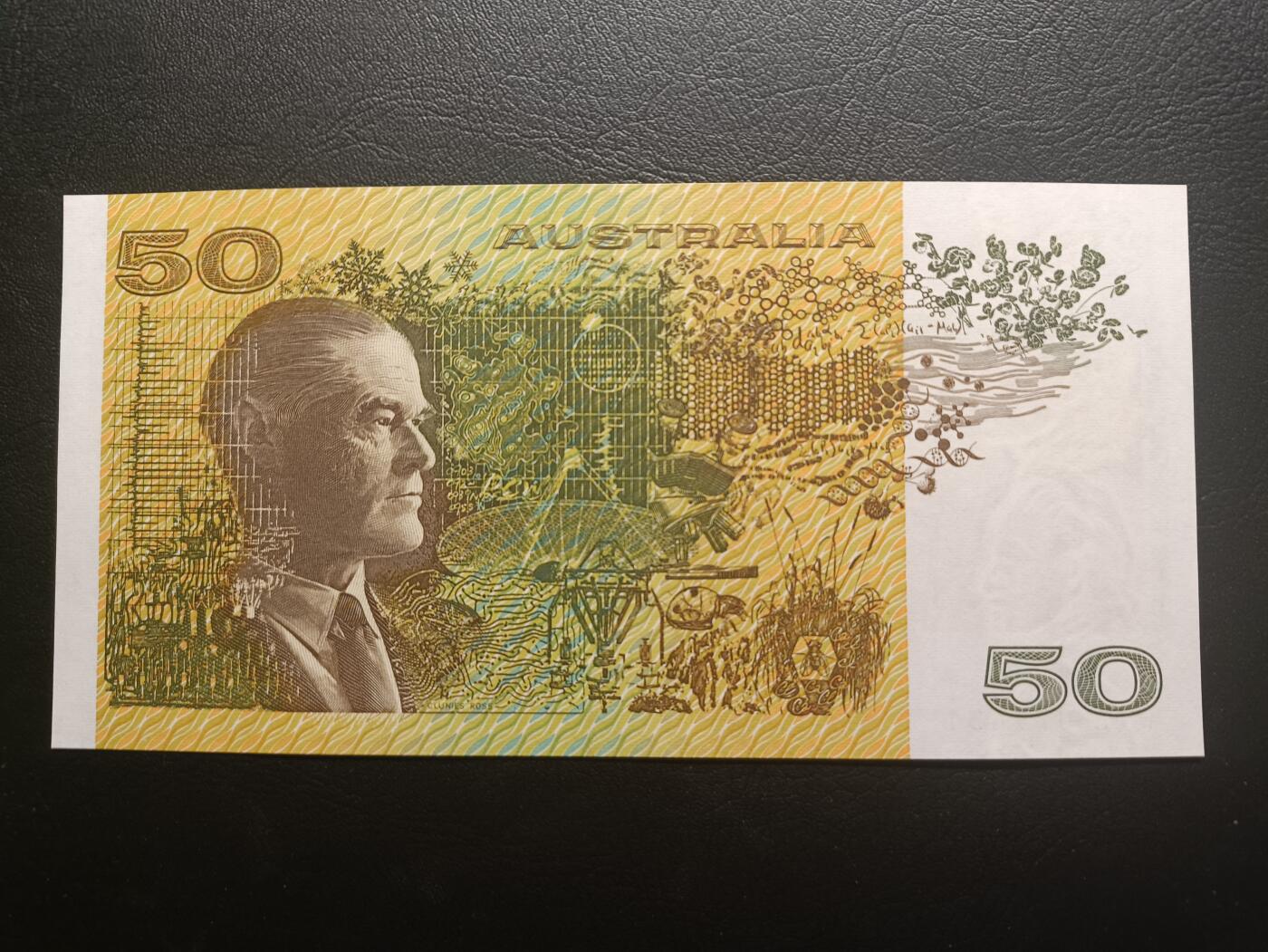 2025十一月第一期，总199期 澳大利亚1991年50元UNC，病理学家弗洛勒伊和生物学家罗斯