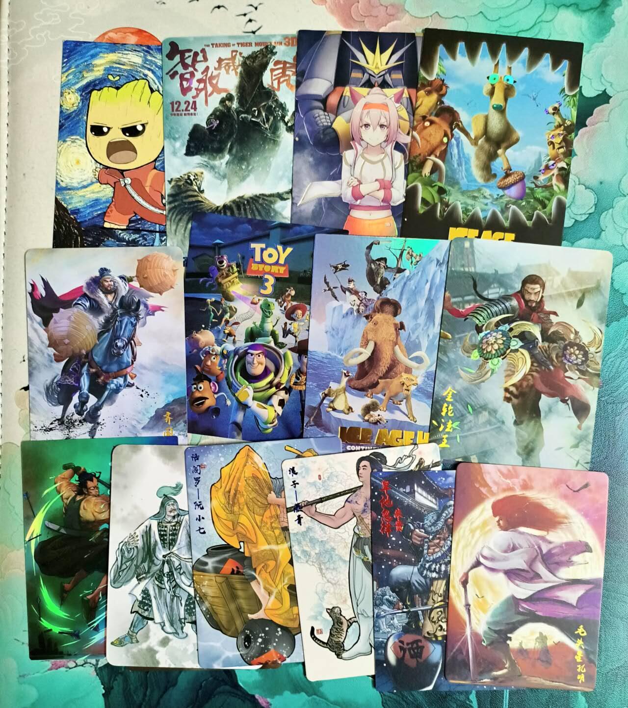 龙虎卡牌第六一场 （无佣金，单场满200元包邮，欢迎送拍） 卡片14张 电影卡+水浒卡