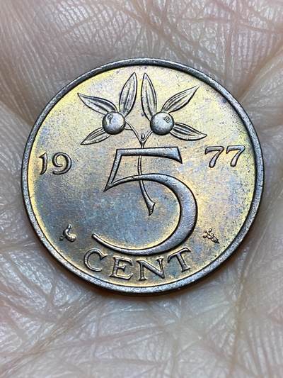 2025年第一百二十场(总第一百四十六场）外国好品散币(免佣金) - 好品–荷兰🇳🇱1977年5分(朱丽安娜女王，鸡标)