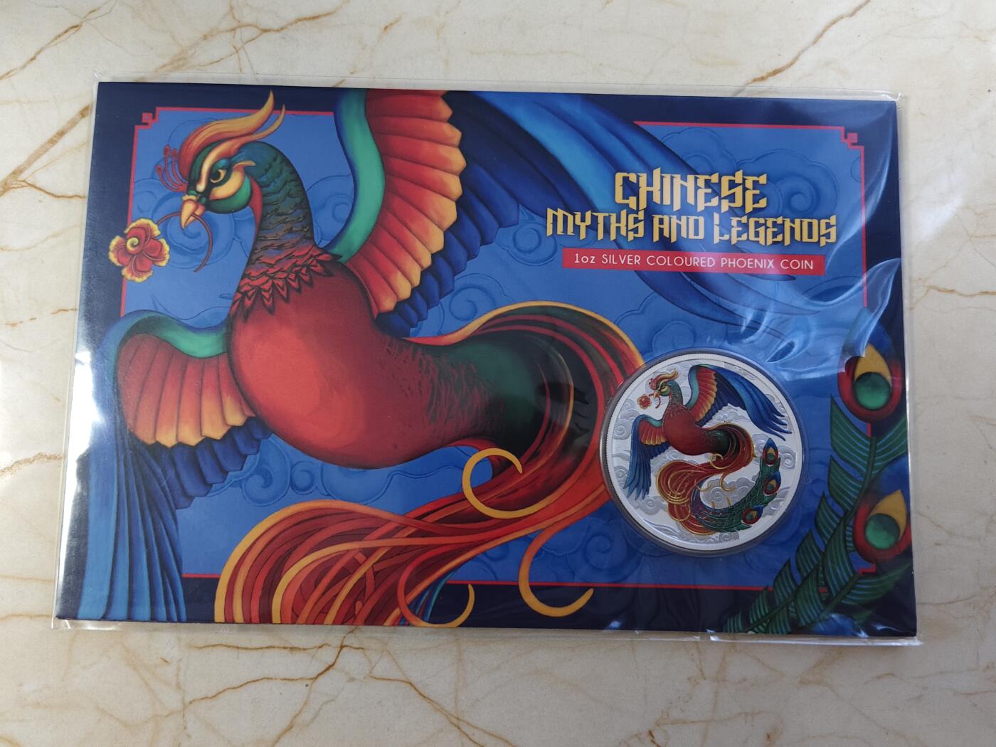 第180期拍卖【长期征集拍品】【北京币展专场】 卡装蓝澳大利亚2022年中国神话传说系列凤凰彩色1盎司银币，9999银，发行5000枚