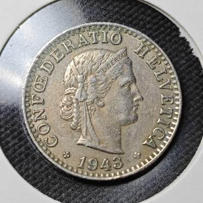 KK钱币收藏小铺  第362场  2月预留时间 周末发货 -  1943瑞士20分