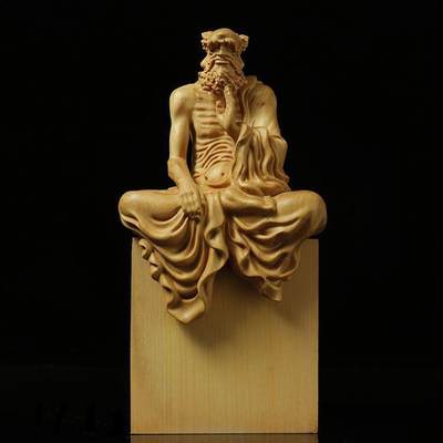 听雨轩（13） - 黄杨木坐禅达摩祖师摆件木雕 9cm