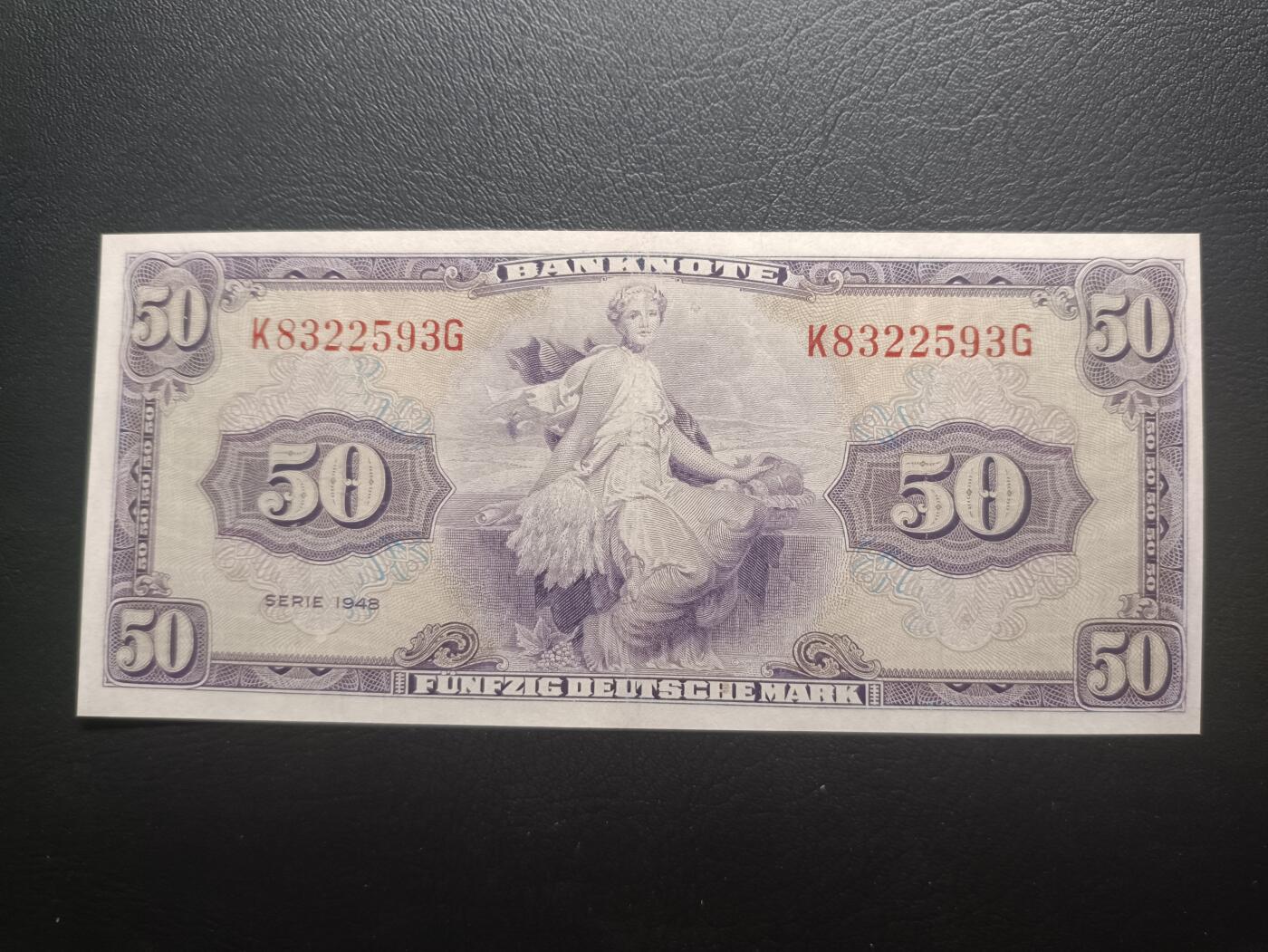 2025十一月第一期，总199期 德国1948版50马克AUNC无47，早期只有“纸币”字样的抬头，比后期版更加稀有，谷神，稀有的高面值