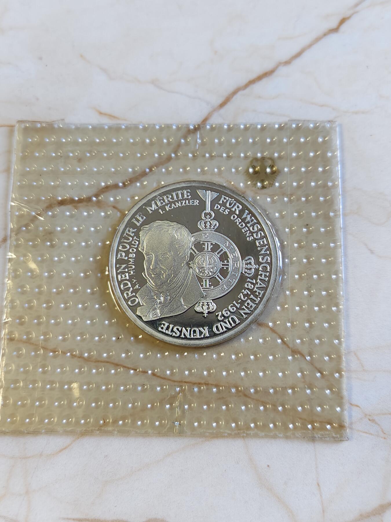 第180期拍卖【长期征集拍品】【北京币展专场】 原厂塑封西德1992年梅里特勋章颁发150周年纪念银币625银15.5克直径32.5毫米