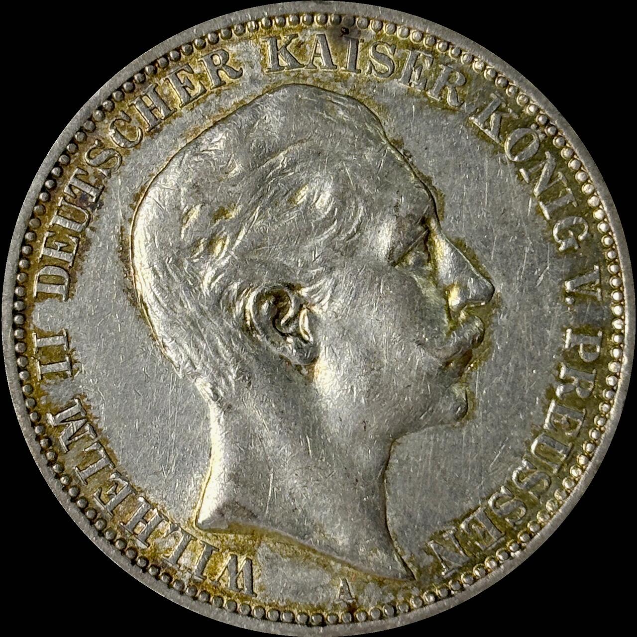 【雨安】【世界币章112-113期】周五/周六 两场连拍 2025-10-31 周五 19:30 保真 8秒倒数自动落锤 高效拍卖  [裸币德国] Germany 德国 帝国 普鲁士 3马克 威廉二世 1909年