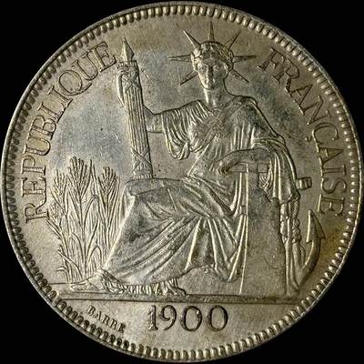 【雨安】【世界币章112-113期】周五/周六 两场连拍 2025-10-31 周五 19:30 保真 8秒倒数自动落锤 高效拍卖  - [裸币各国] 贸易银 法国 法属印支 坐洋 1皮阿斯特 1900年