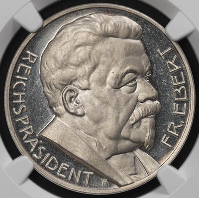 修遠堂世界钱币第九十一期 - NGC MS66 1925年德国魏玛政府总统-弗里德里希·艾伯特纪念银章