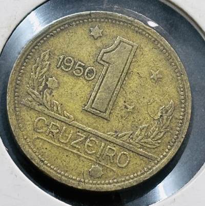 文馨钱币收藏第 278 场，银元，纸币，铜章场 长期接收代拍品 - 少见 1950 年巴西 1 克鲁塞克黄铜币，第一版
