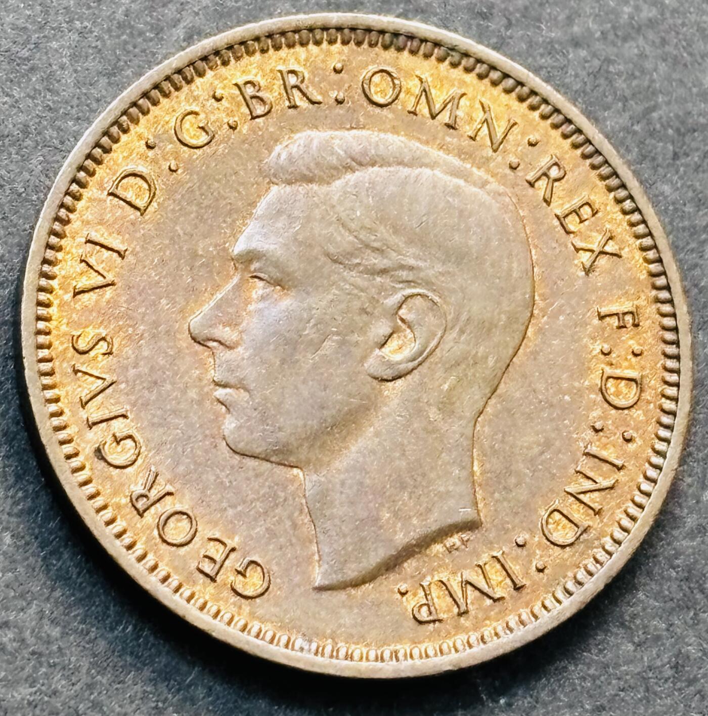 文馨钱币收藏第 278 场，银元，纸币，铜章场 长期接收代拍品 极美品 1940年英国乔治六世法新铜币