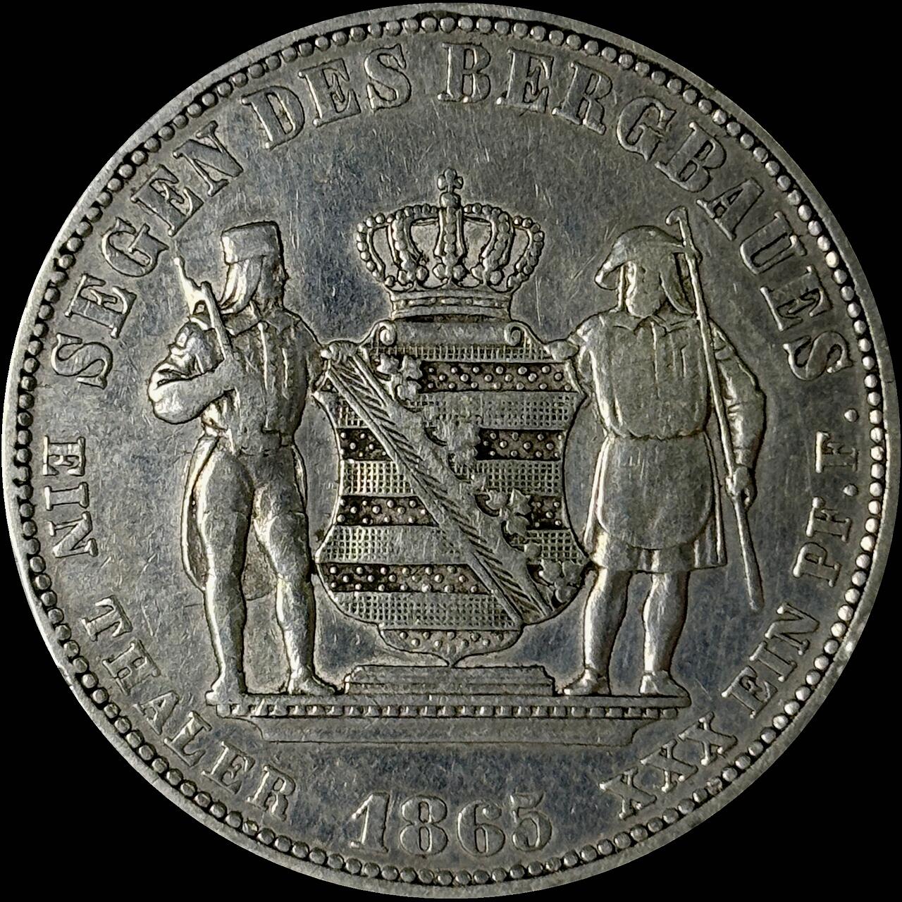 【雨安】【世界币章112-113期】周五/周六 两场连拍 2025-10-31 周五 19:30 保真 8秒倒数自动落锤 高效拍卖  [裸币德国] Germany 德国 德意志 1泰勒 Saxony萨克森 Thun.349 (1861-1865) 矿业 1865年