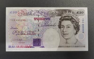 《艾美收藏》第218期-11.2周日外币荟萃 - 英国E序列20镑UNC靓号 肉眼超绝 紫光下轻微荧光反应