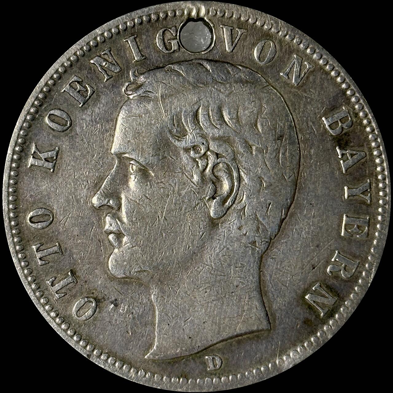 【雨安】【世界币章112-113期】周五/周六 两场连拍 2025-10-31 周五 19:30 保真 8秒倒数自动落锤 高效拍卖  [裸币德国] Germany 德国 帝国 巴伐利亚 5马克 奥托 1900年 被做成项坠