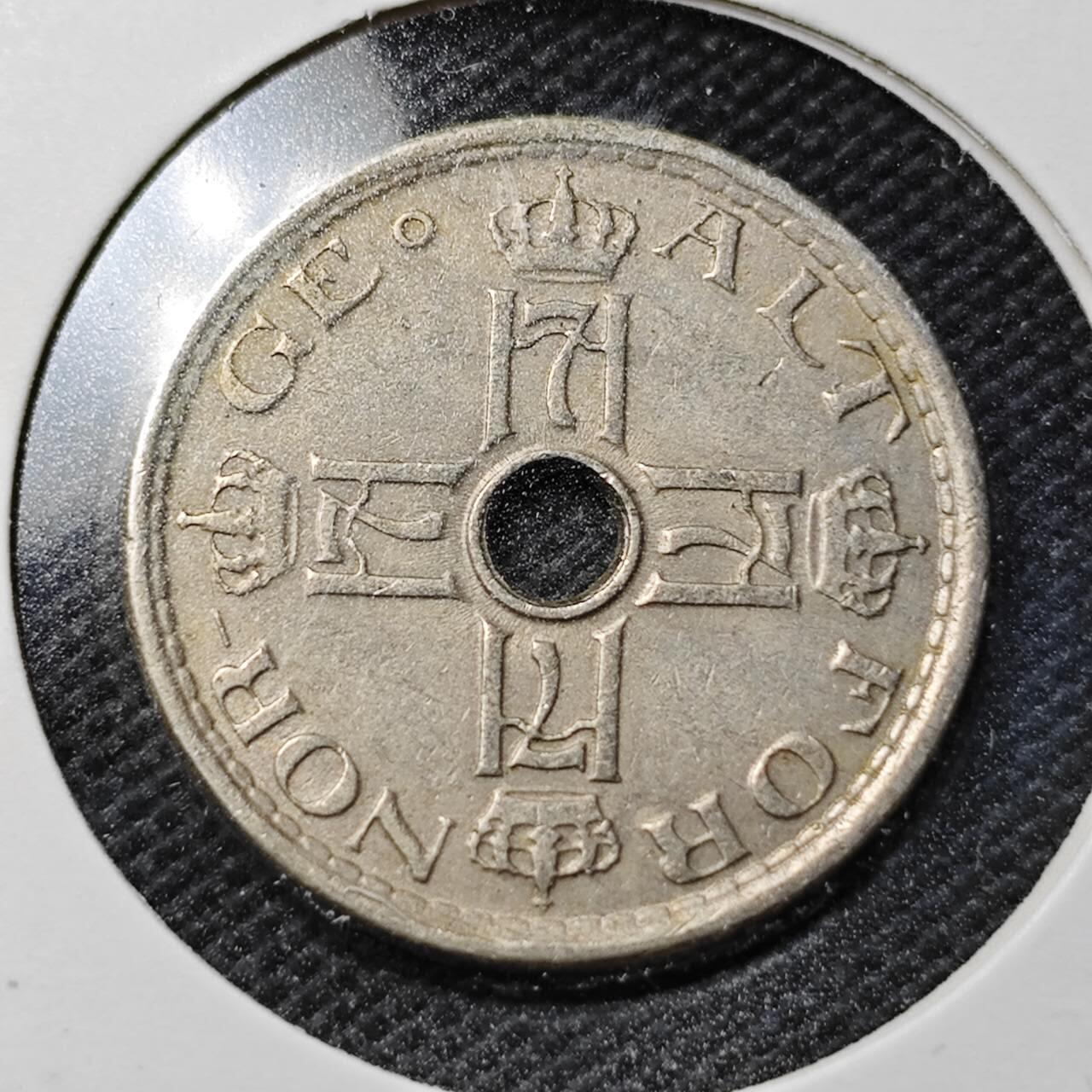 KK钱币收藏小铺  第361场  2月预留时间 周末发货  1948挪威50欧尔镍币