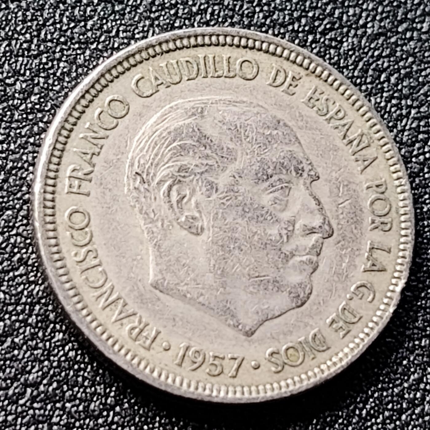 泉币菌-第121场-精品福利场 西班牙5比塞塔 鹰 独裁者佛朗哥 卡洛斯一世铜镍币23mm