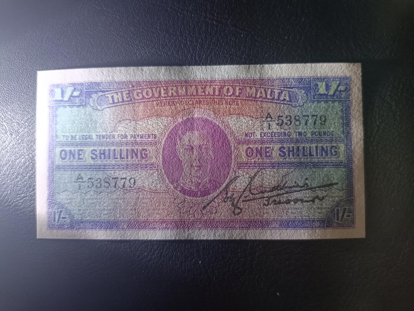 2025十一月第一期，总199期 英属马耳他1942版1先令UNC-背面微污首冠A/1，乔治六世国王，少见战时英属殖民地辅币品种