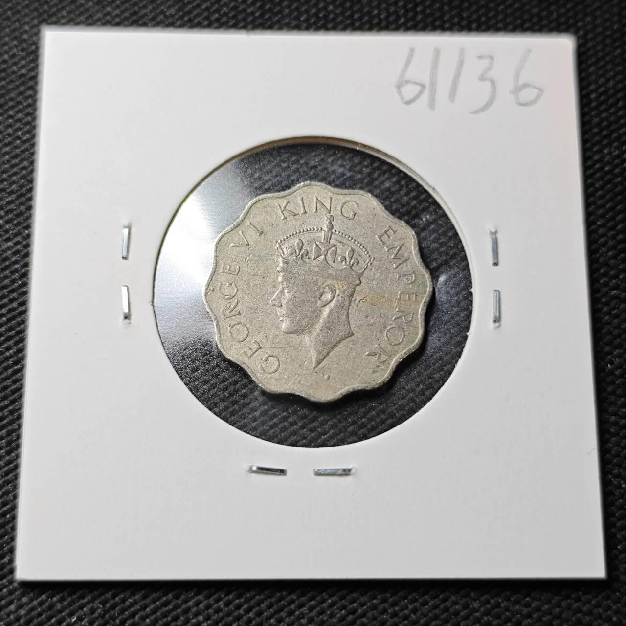 KK钱币收藏小铺  第361场  2月预留时间 周末发货  1946英属印度1安娜镍币