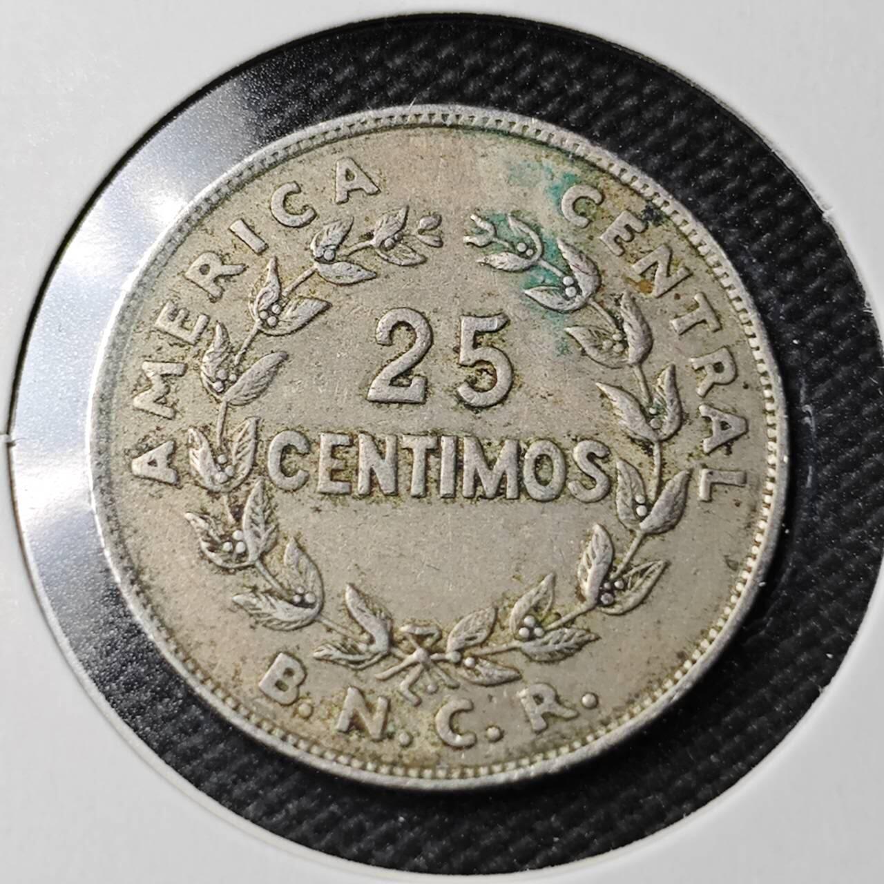 KK钱币收藏小铺  第361场  2月预留时间 周末发货  1948哥斯达黎加25分