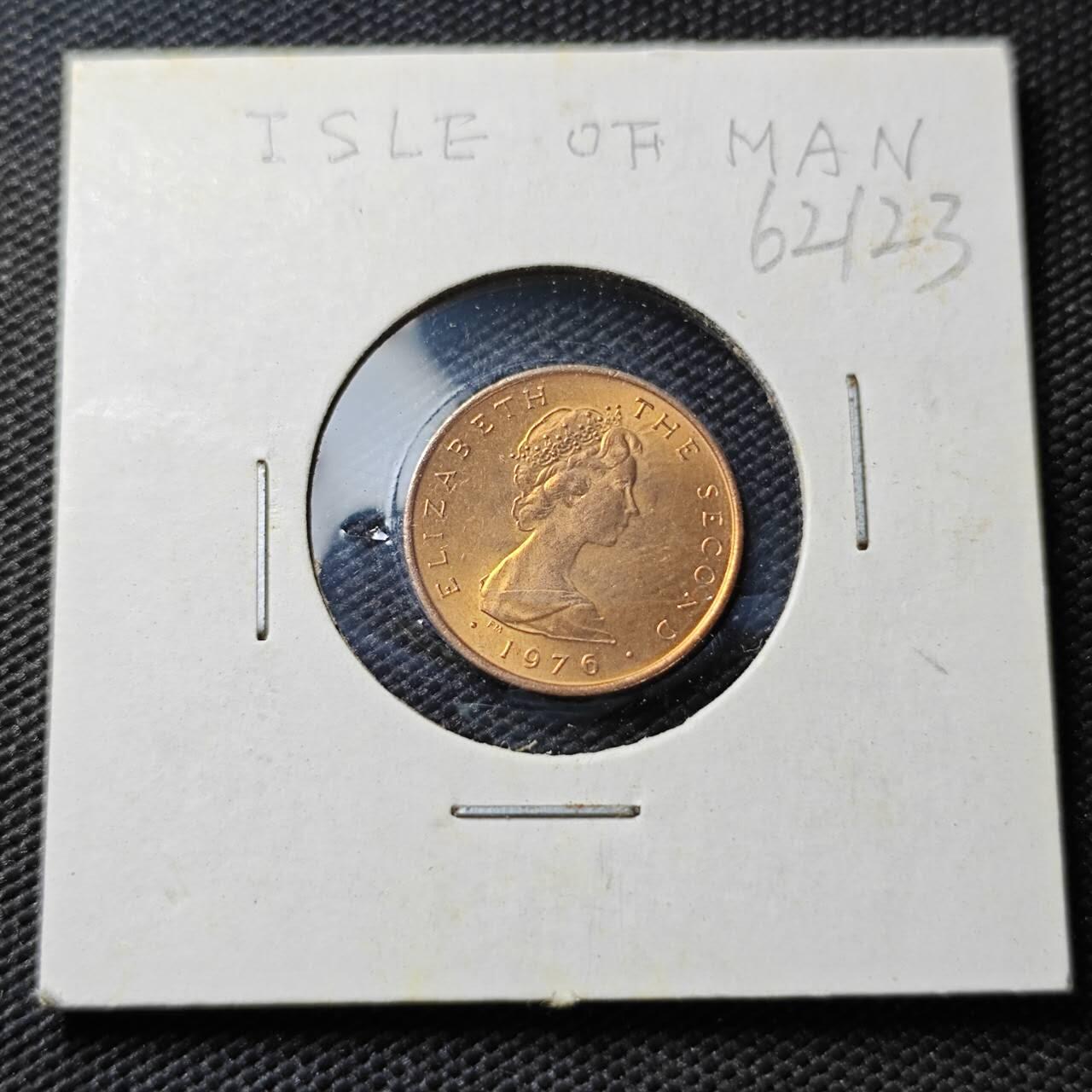 KK钱币收藏小铺  第362场  2月预留时间 周末发货  1976马恩岛半便士铜币 好品