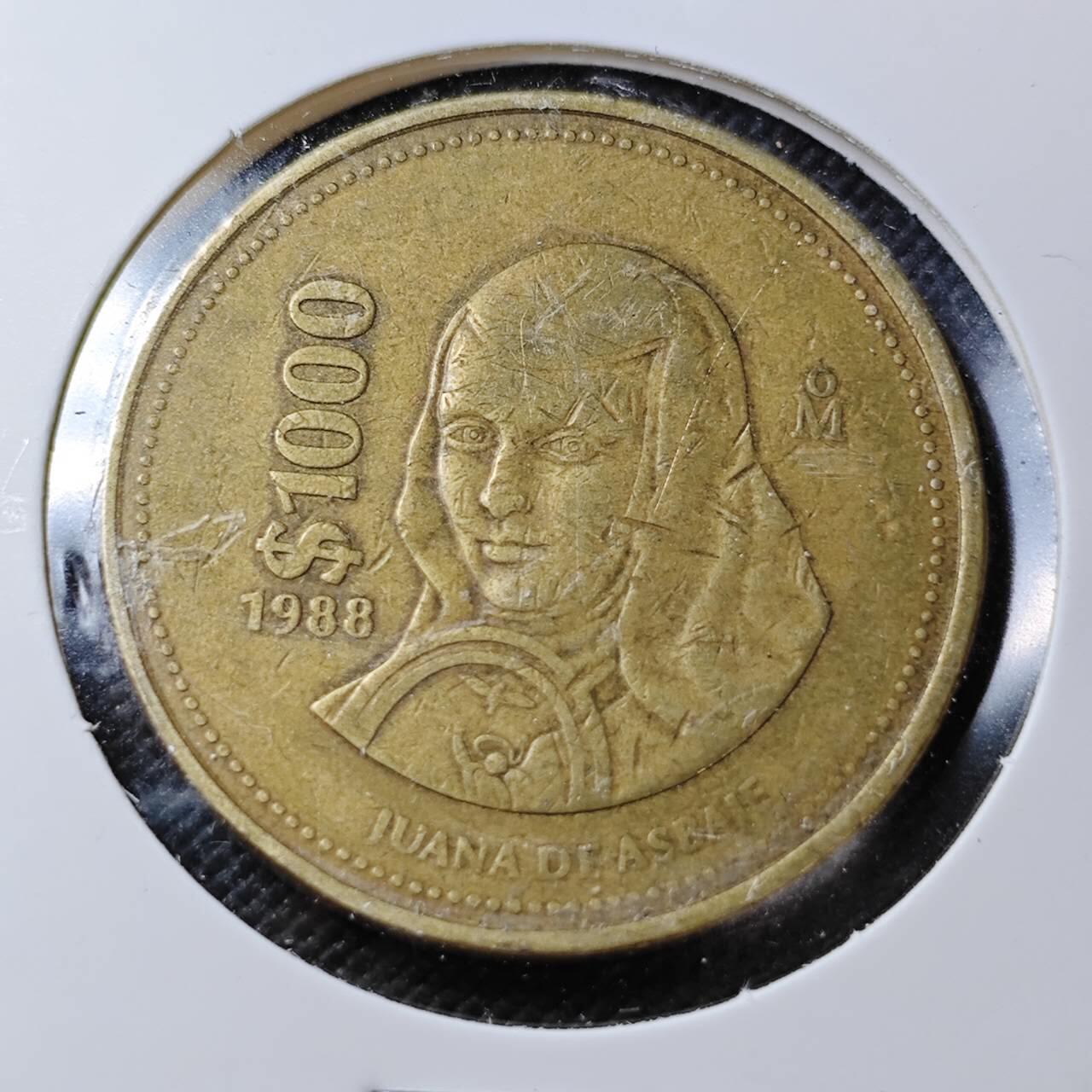 KK钱币收藏小铺  第362场  2月预留时间 周末发货  墨西哥1000比索铜币