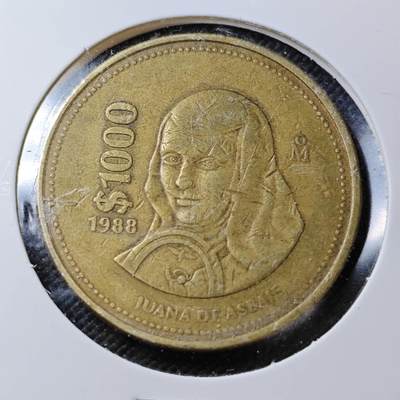 KK钱币收藏小铺  第362场  2月预留时间 周末发货 -  墨西哥1000比索铜币