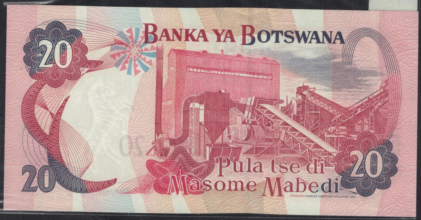 博茨瓦纳2004年20普拉 无4 FCO印制 实物图 UNC