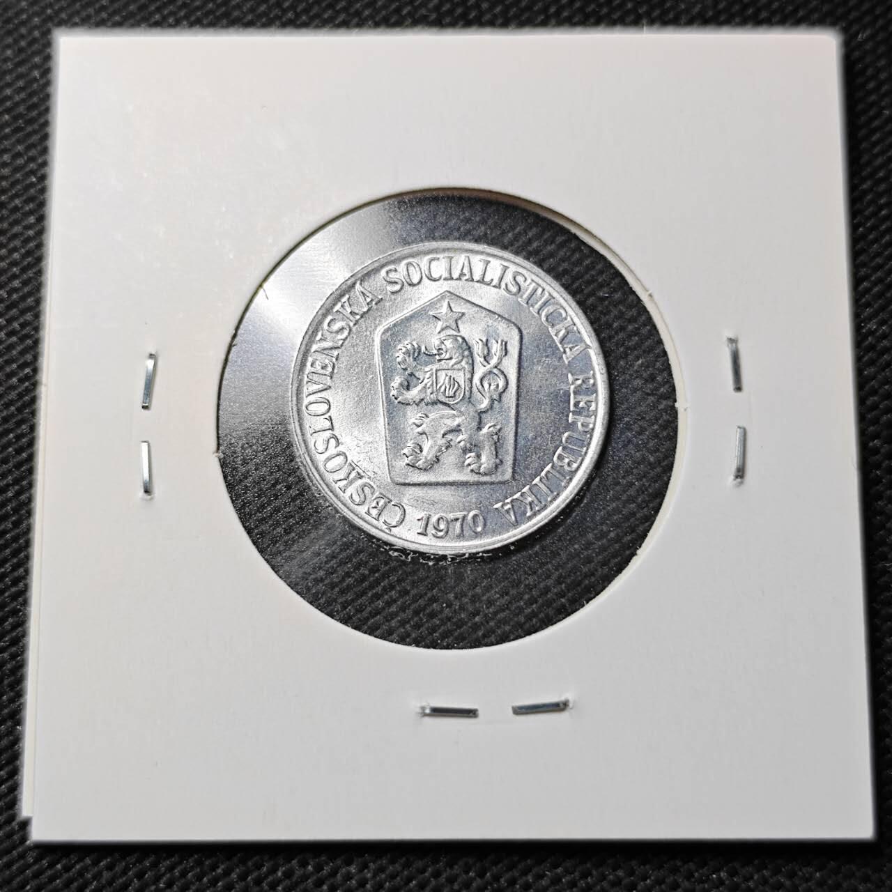 KK钱币收藏小铺  第362场  2月预留时间 周末发货 1970捷克斯洛伐克5赫勒 好品 