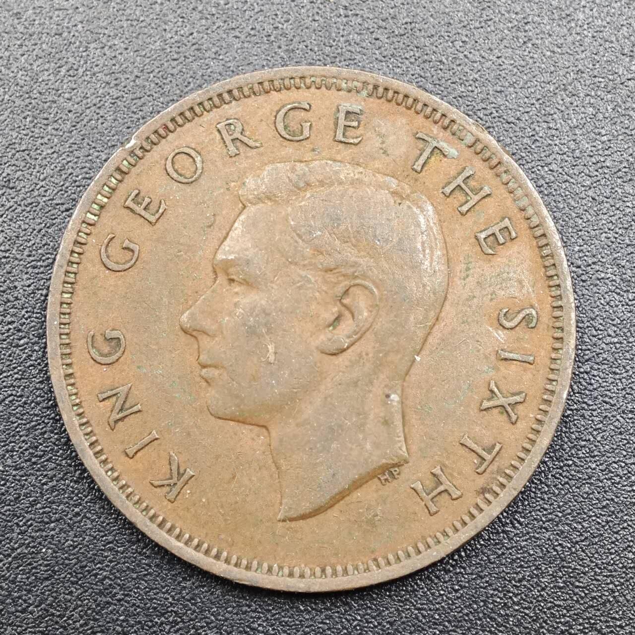 【淘币小摊】实时拍第七百八十一拍   散币场   满百包邮可预留二周 每周一统一发货   新西兰1949年乔治六世半便士铜币