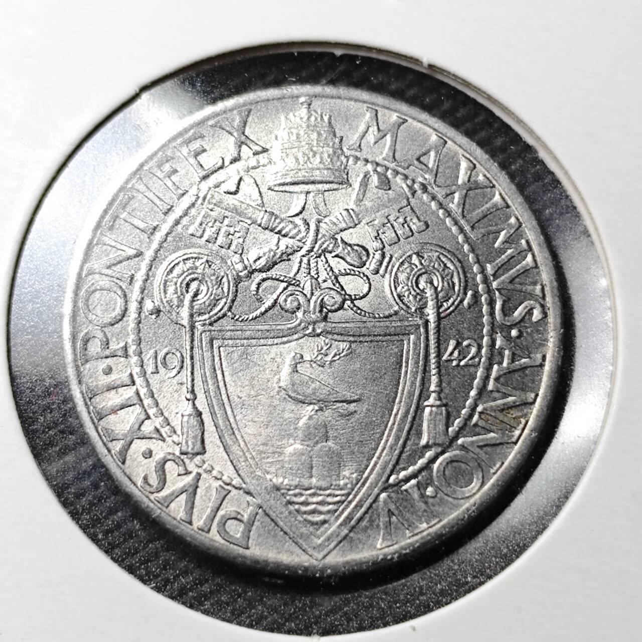 KK钱币收藏小铺  第361场  2月预留时间 周末发货  1942梵蒂冈50分 好品