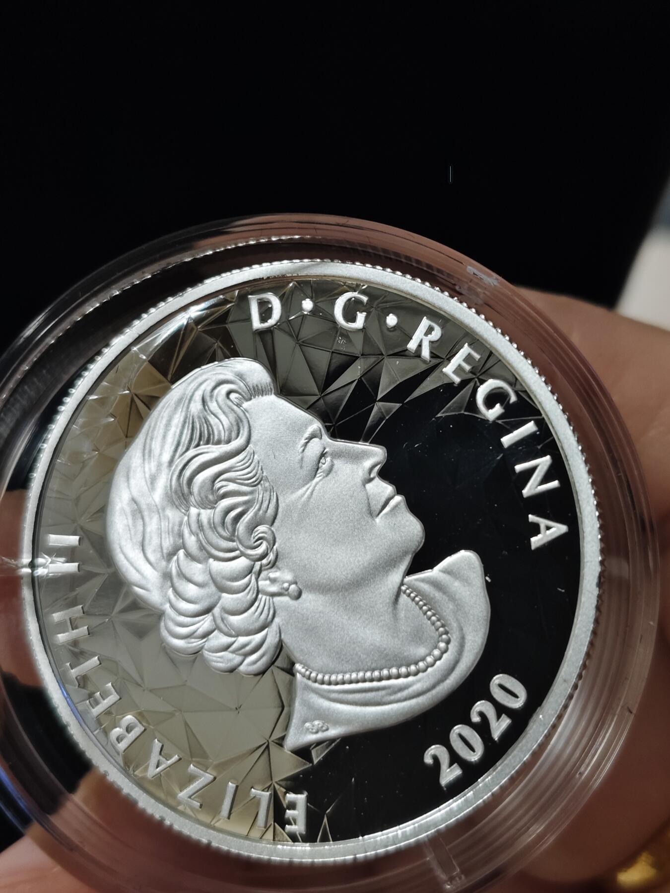 第180期拍卖【长期征集拍品】【北京币展专场】 加拿大2020年多边立体高浮雕动物系列猞猁1盎司纪念银币，9999银，发行2500枚，女王面G字母下面有点擦伤，边齿氧化