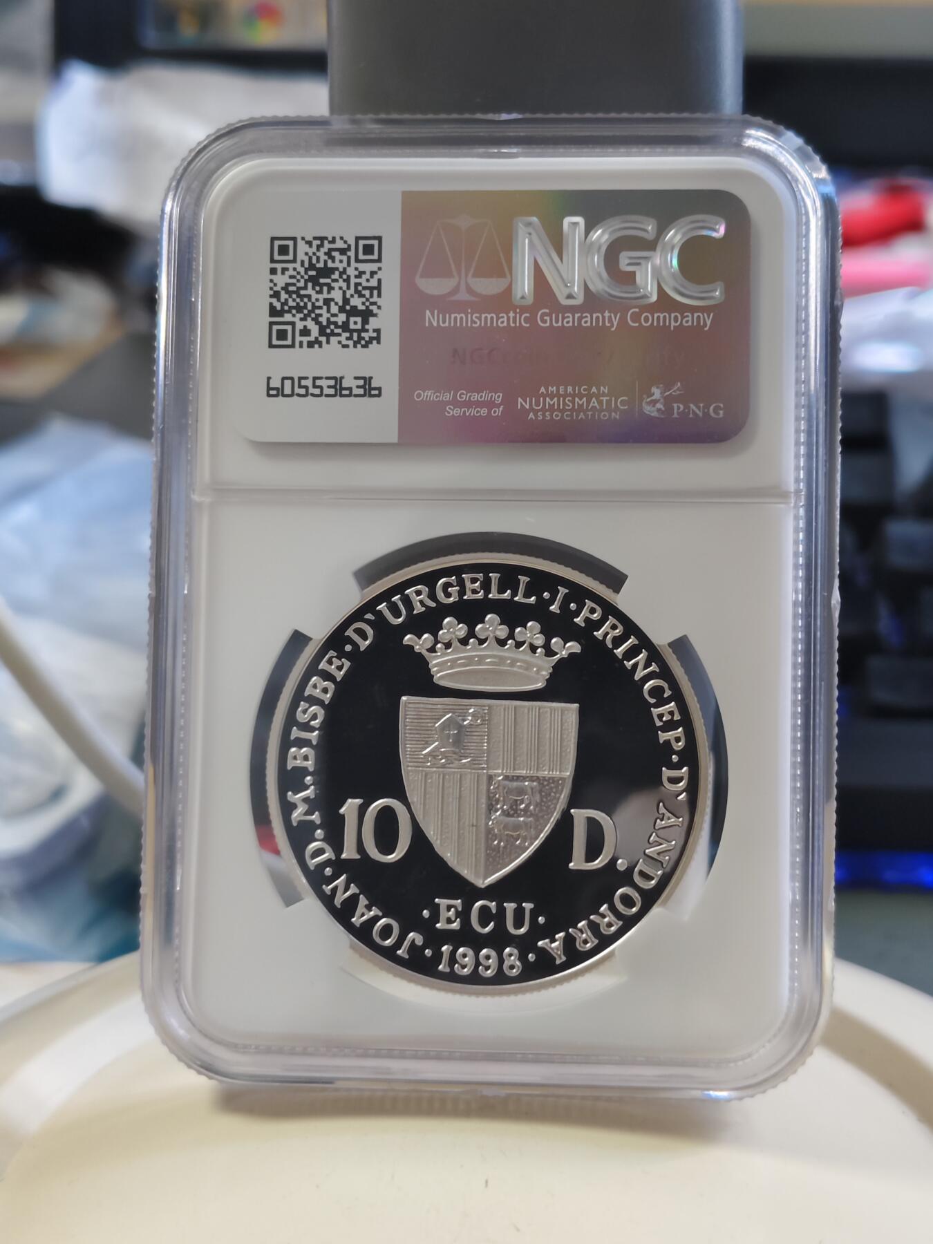 第180期拍卖【长期征集拍品】【北京币展专场】 安道尔1997年音乐家巴赫10第纳尔精制纪念银币 NGC-PF69,31.1克,925银