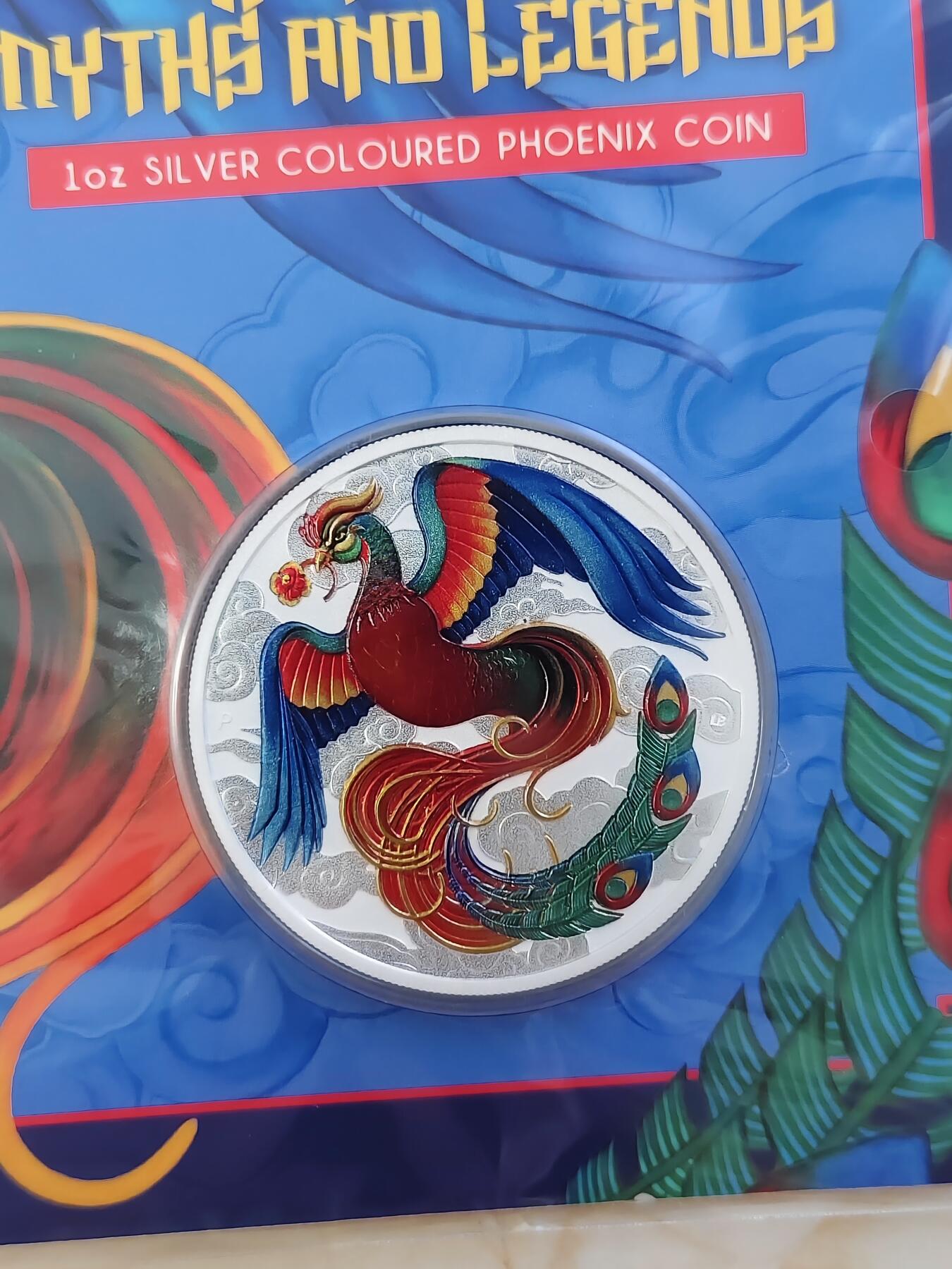 第180期拍卖【长期征集拍品】【北京币展专场】 卡装蓝澳大利亚2022年中国神话传说系列凤凰彩色1盎司银币，9999银，发行5000枚