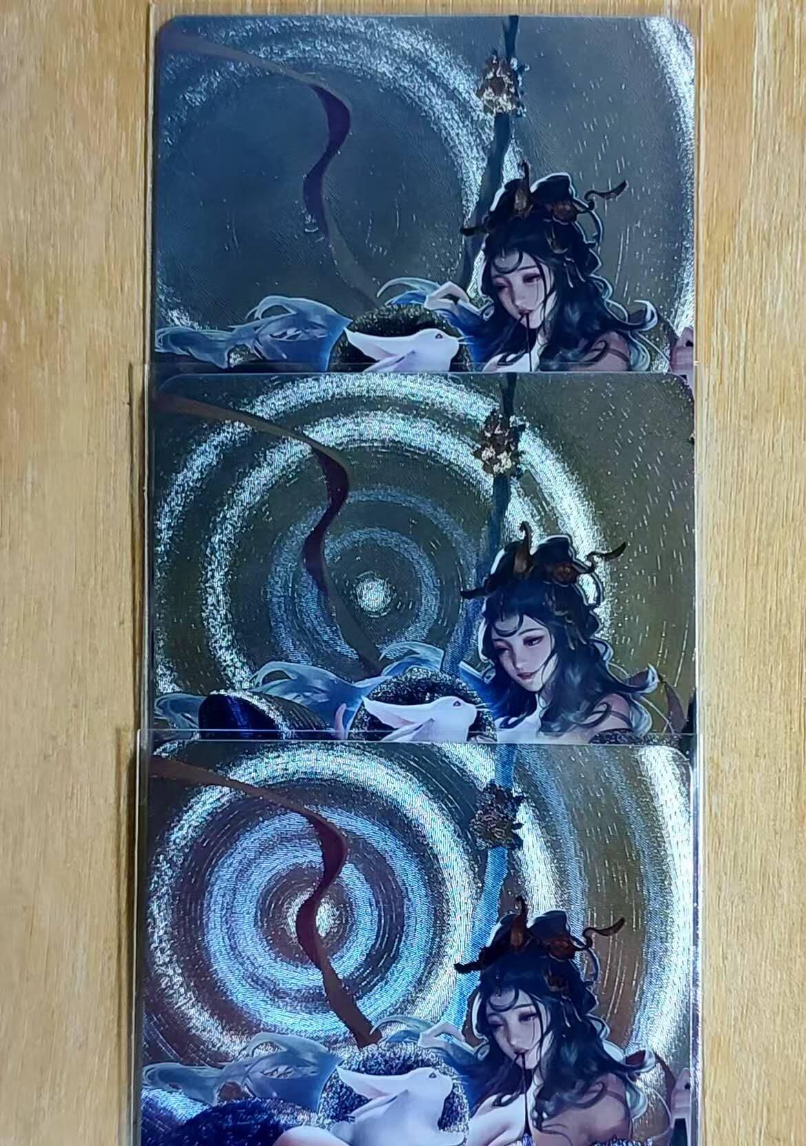 龙虎卡牌第六一场 （无佣金，单场满200元包邮，欢迎送拍） 粗闪3张 裁缝卡牌 嫦娥三渐变（第2、3张都是艺术版）