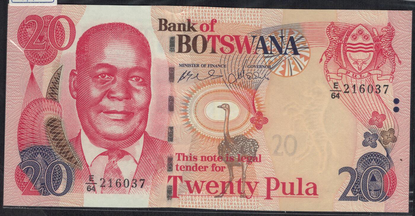 博茨瓦纳2004年20普拉 无4 FCO印制 实物图 UNC
