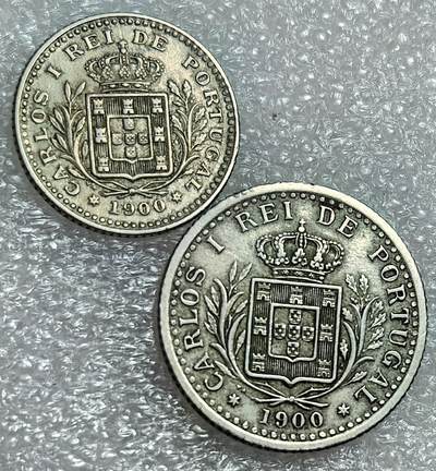 埃及、德属东非、匈牙利、葡萄牙、沙俄古银币古铜币，周五晚上九点倒数截拍，满百包邮，可寄存半年，喜欢朋友微信扫描二维码可直接参拍 - 好品不多见葡萄牙1900年镍币一对，km545-546