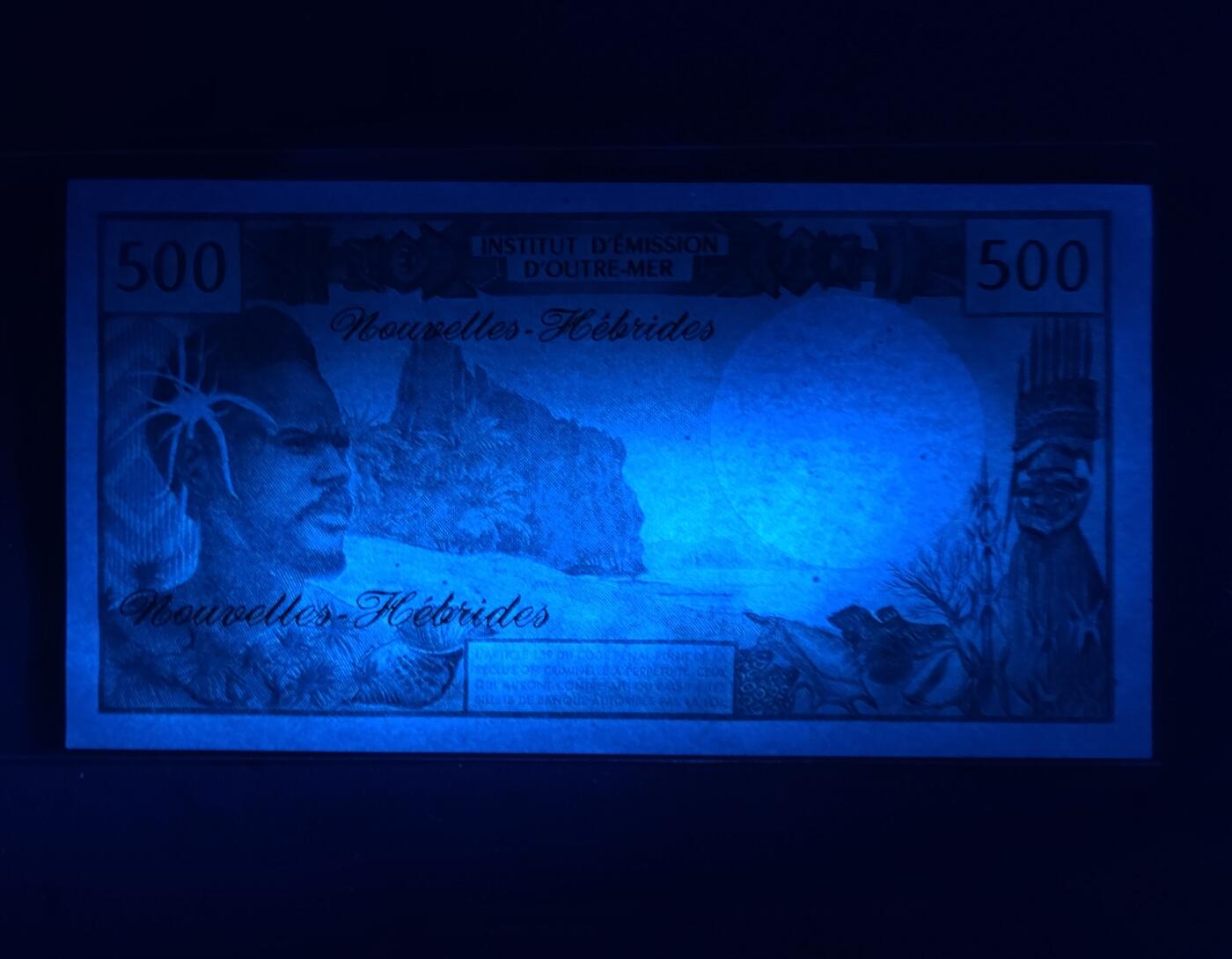  新赫布里底500法郎纸币 1980年大洋洲钱币全新（号码：钻石号.爱情号）