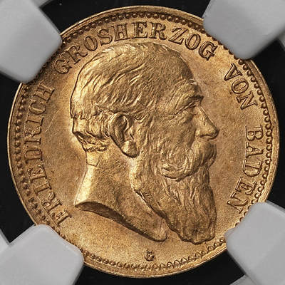 修遠堂世界钱币第九十一期 - NGC MS62 1904年巴登10马克金币 3.98g，含金90% 少见的品种