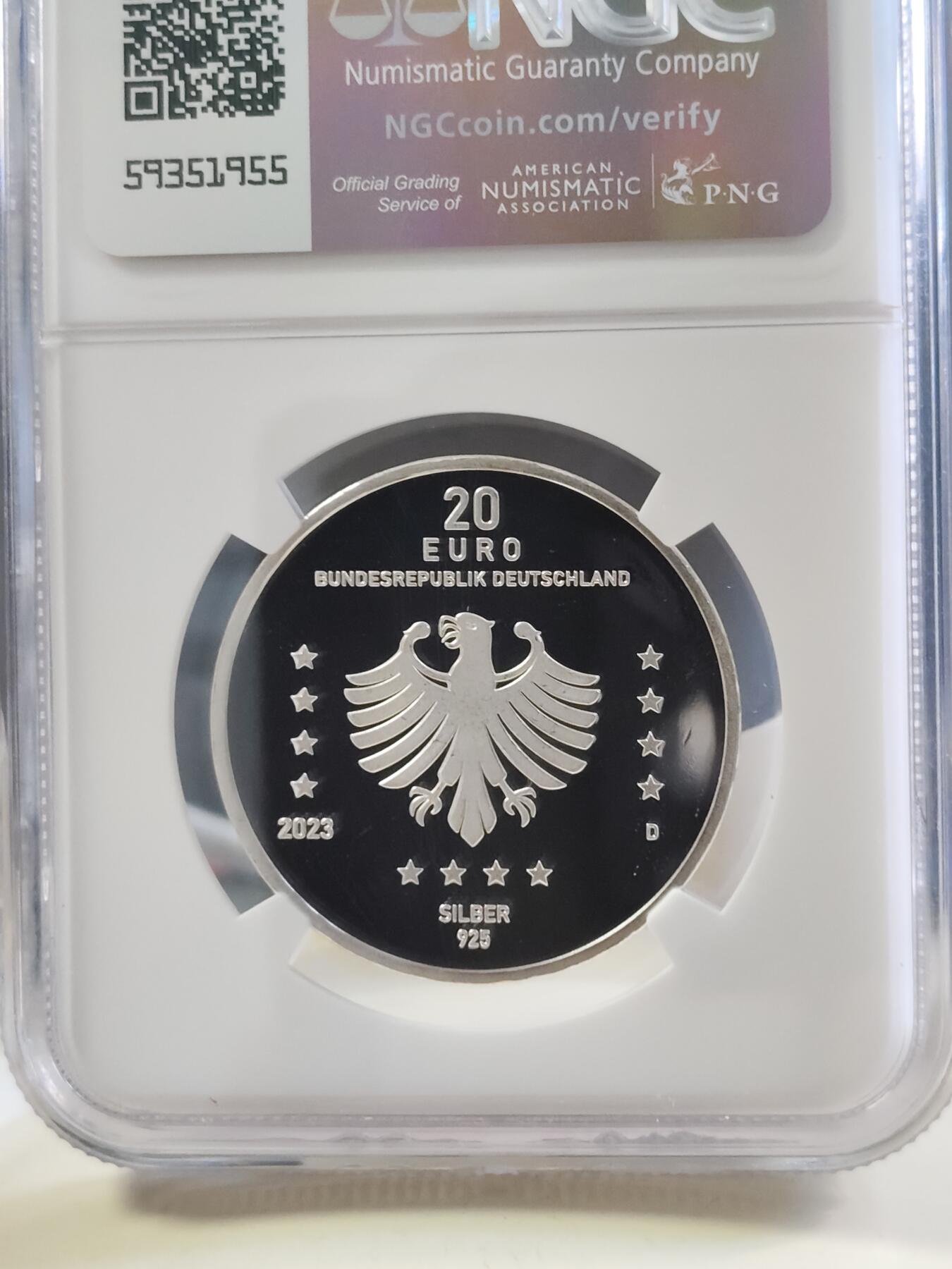 第180期拍卖【长期征集拍品】【北京币展专场】 德国2023年席卡德机械式计算器发明400周年精制纪念银币NGC-PF69,925银，18克