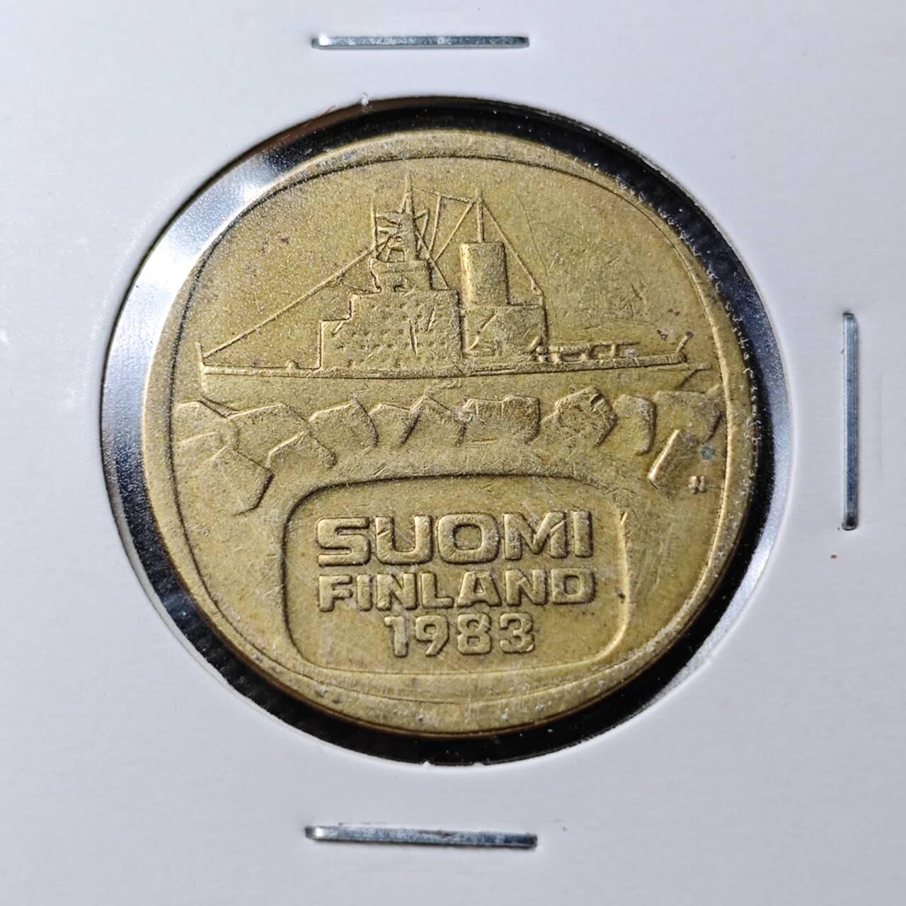 KK钱币收藏小铺  第361场  2月预留时间 周末发货  1983芬兰5马克破冰船