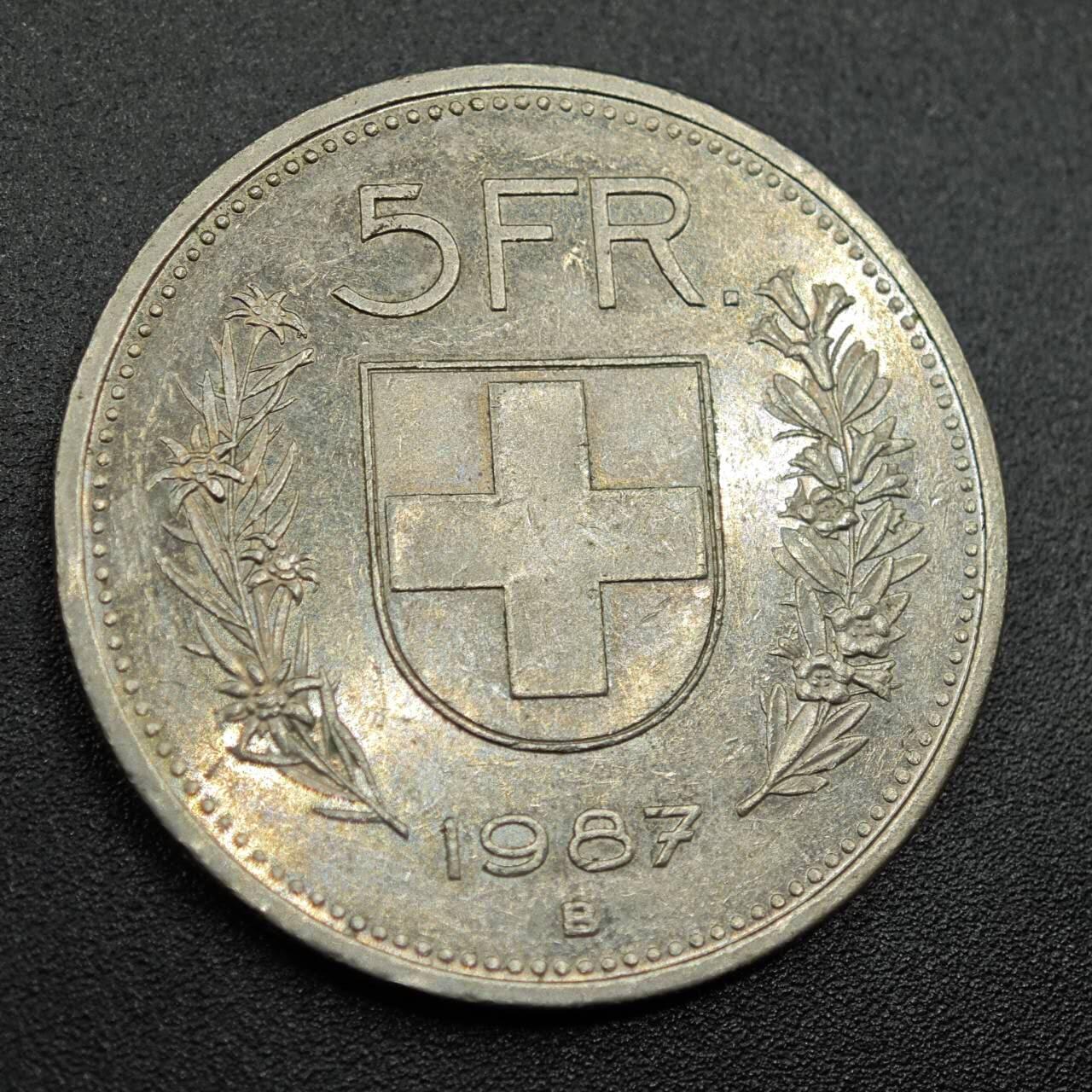 【淘币小摊】实时拍第七百八十一拍   散币场   满百包邮可预留二周 每周一统一发货   瑞士1987年5法郎镍币