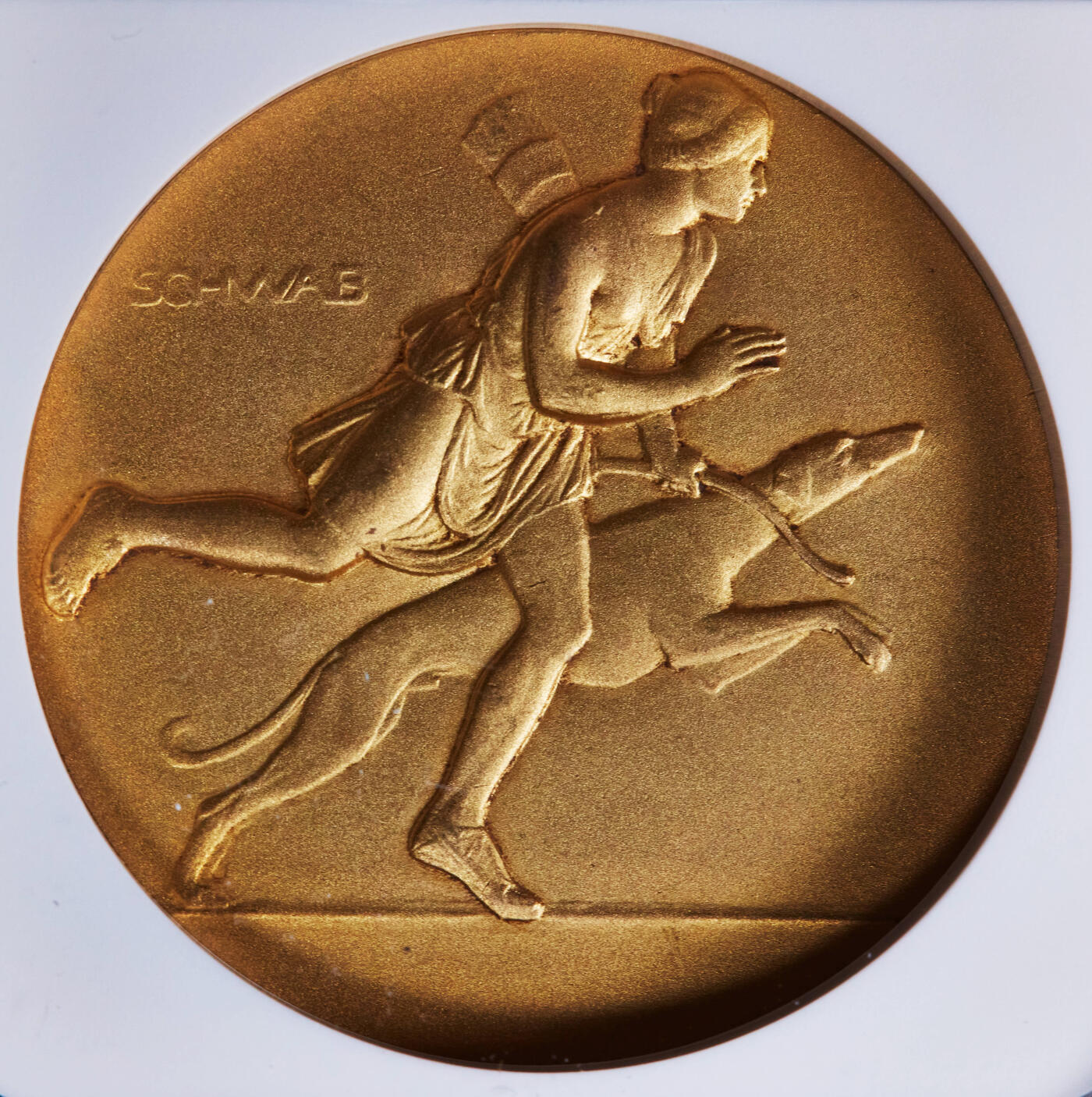 【俄甄集藏】2025年(044)11-12星期三晚 19:30 全场包邮 法国1927年犬科动物协会纪念圣艾蒂安犬业博览会镀金大铜章，NGC MS63，磨砂底板，金水足