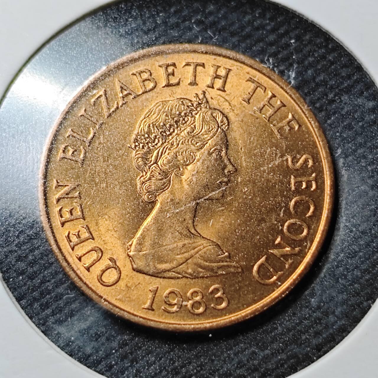 KK钱币收藏小铺  第362场  2月预留时间 周末发货 1983 泽西1便士铜币 好品