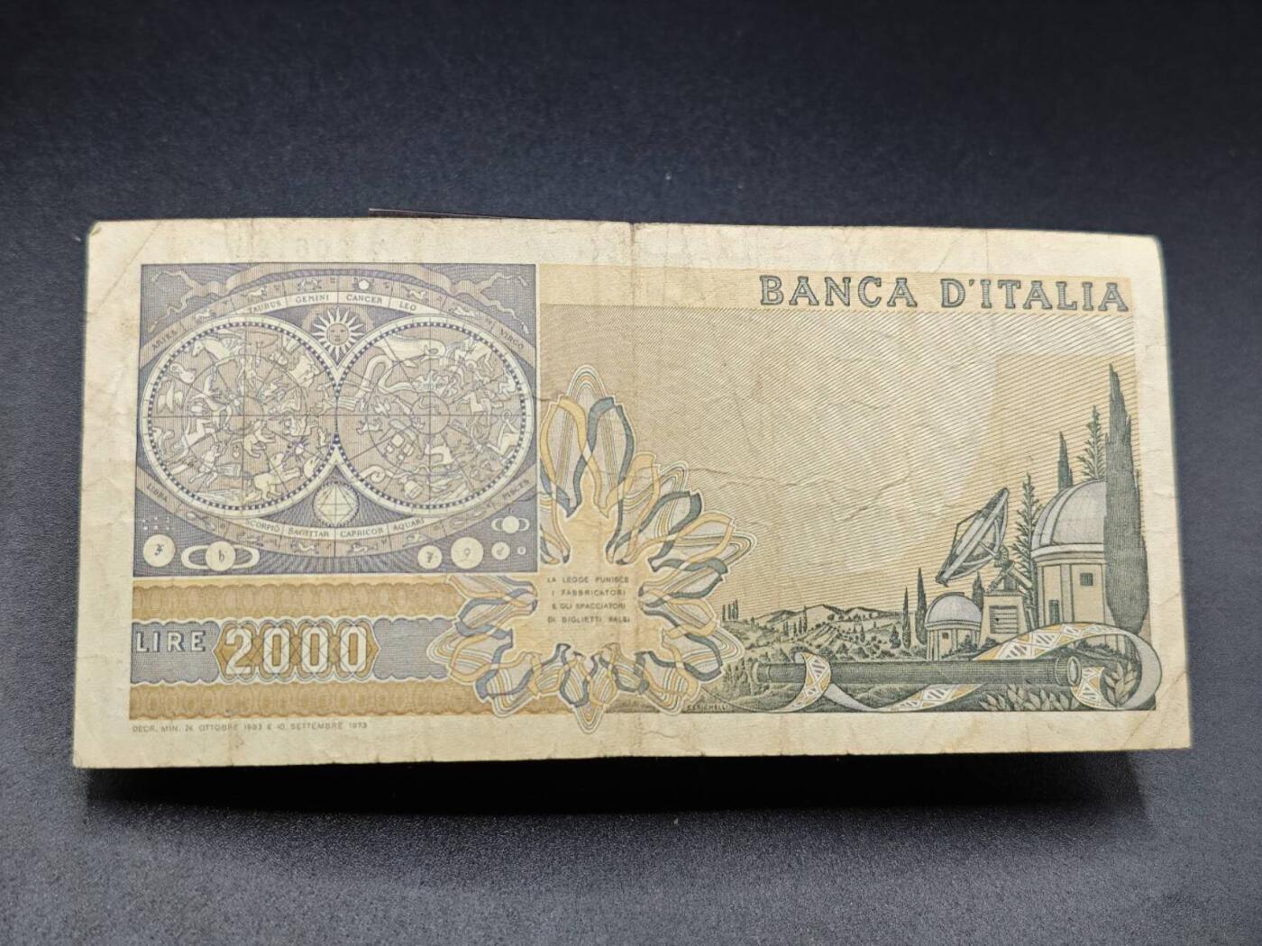 【淘币小摊】实时拍第七百八十二拍   无佣金纸币福利场   满百包邮可预留二周 每周一统一发货   意大利 2000里拉