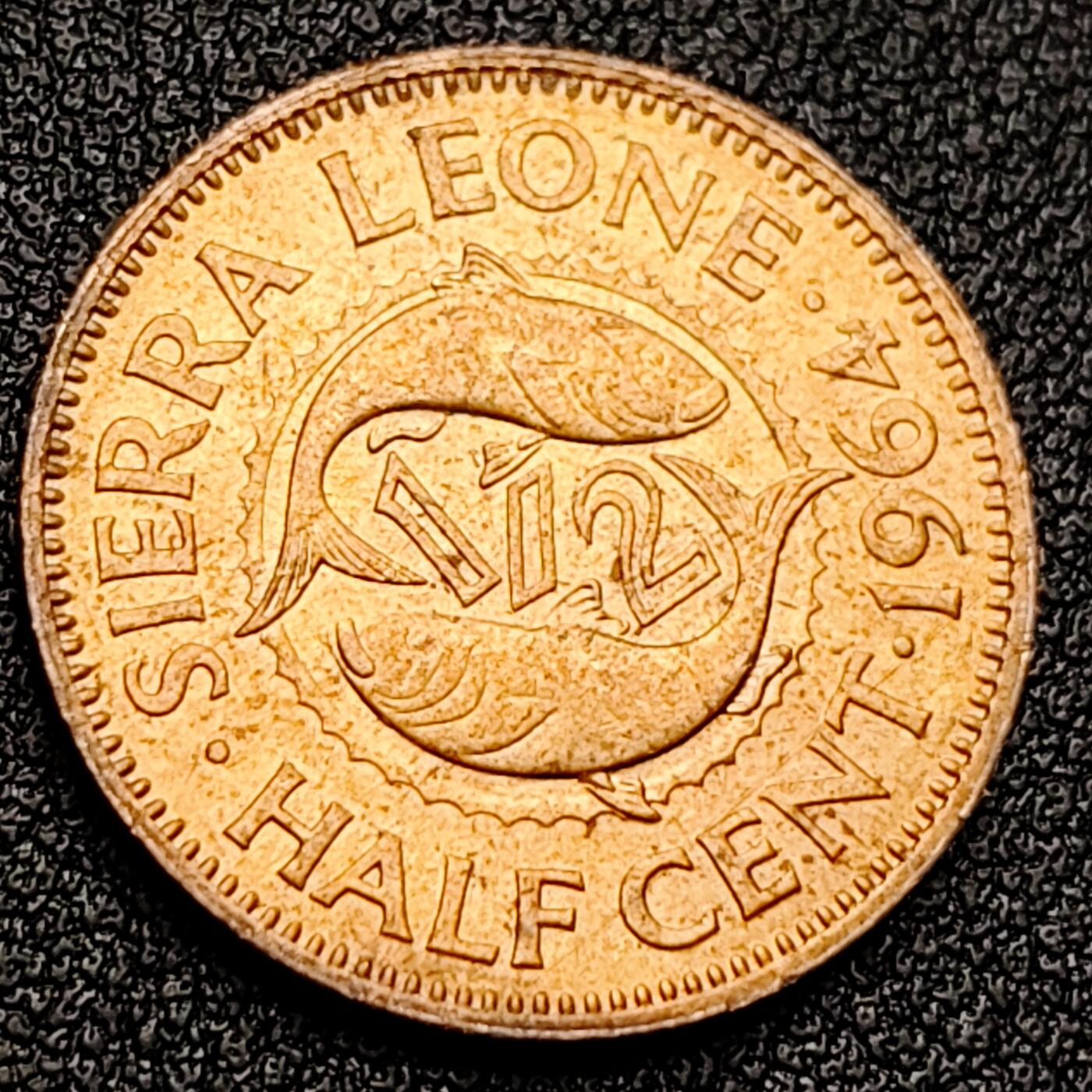 泉币菌-第121场-精品福利场 铜光美品 塞拉利昂1/2分硬币 1964年版 19mm